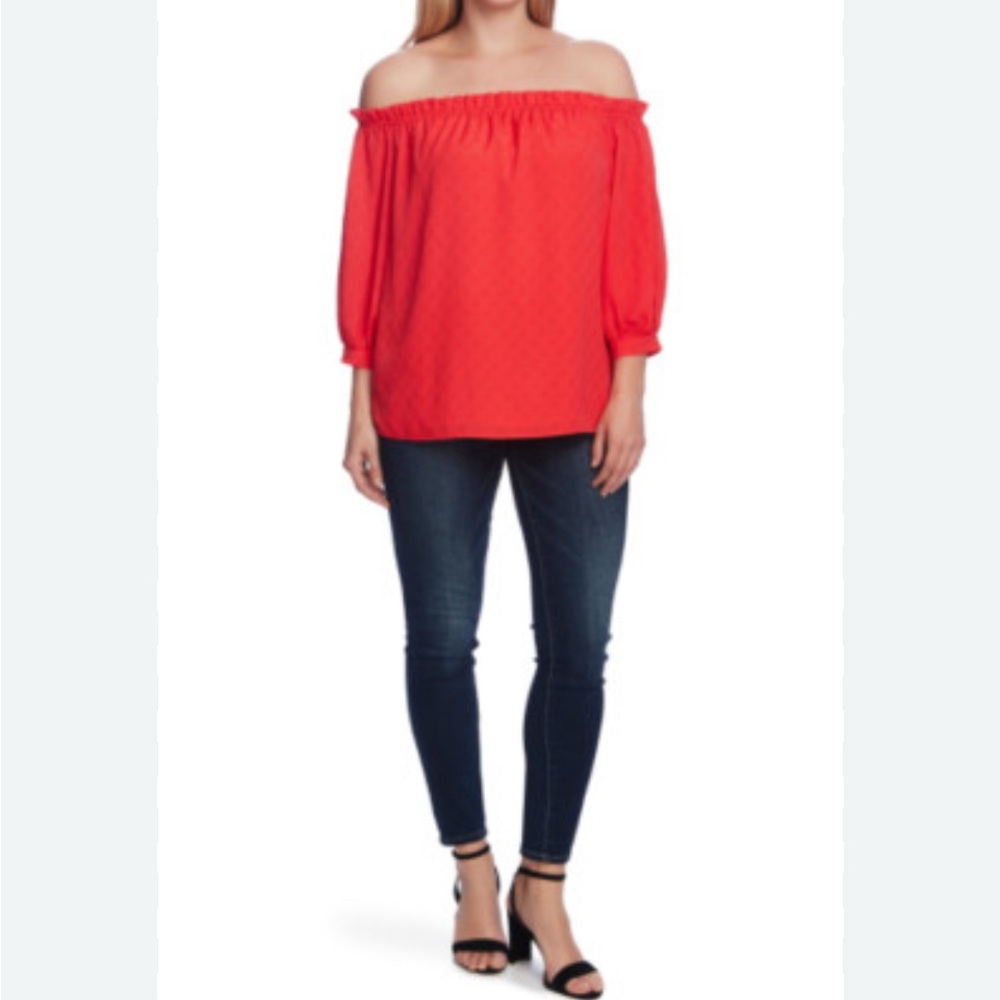 Vince Camuto Off-Shoulder Women's Top S Red Loose 
Lightweight Holiday Relaxed